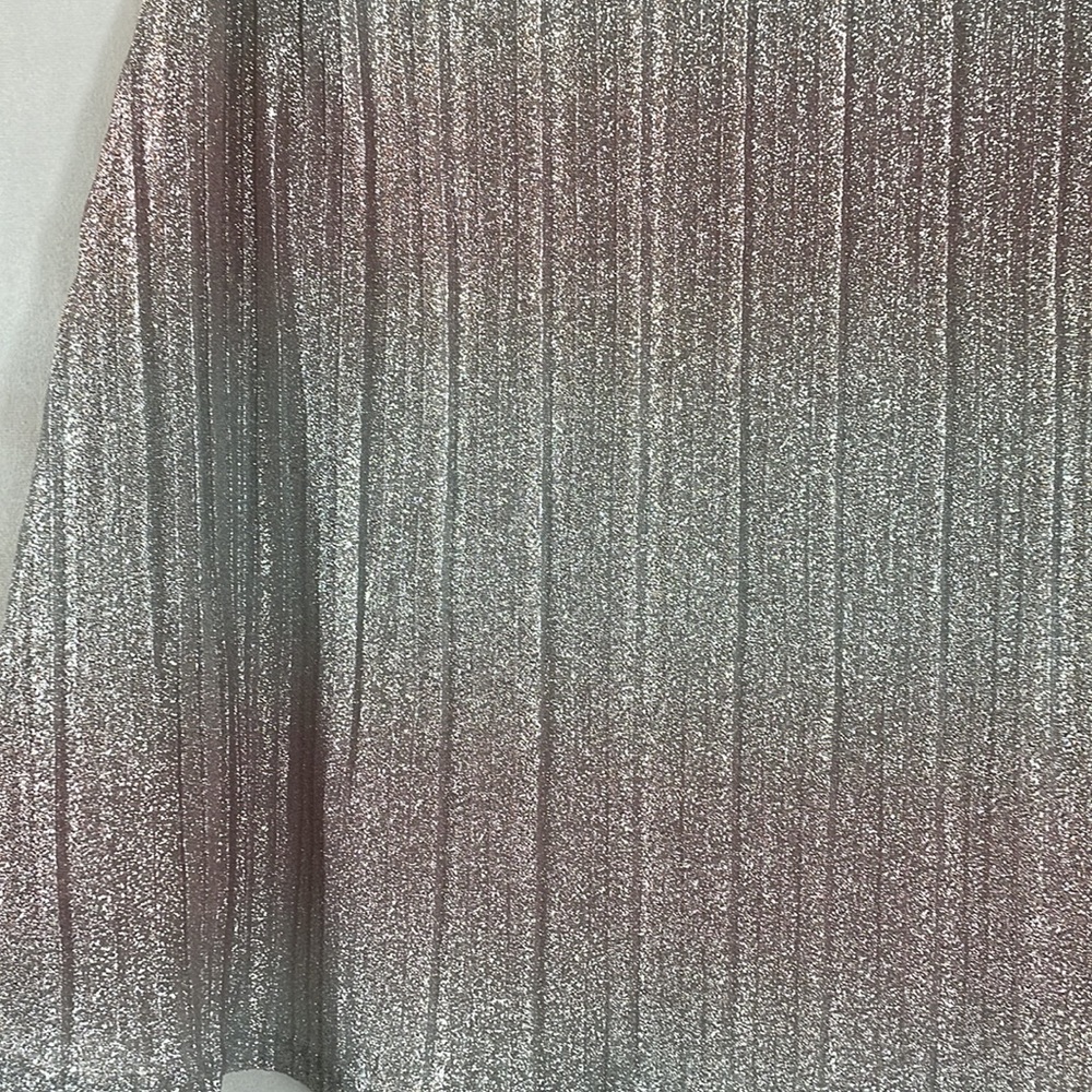 Super Down Skirt Size M NWT Elastic Waist Pull On Skirt Silver and Pink Metallic - Picture 3 of 12